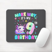 It's My 9th Birthday Girl Cute Axolotl 9 Year Old Mousepad (Mit Mouse)