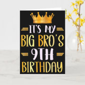 Its My Big Bros 9th Birthday Happy 9 Years Old Karte (Gelbe Blume)