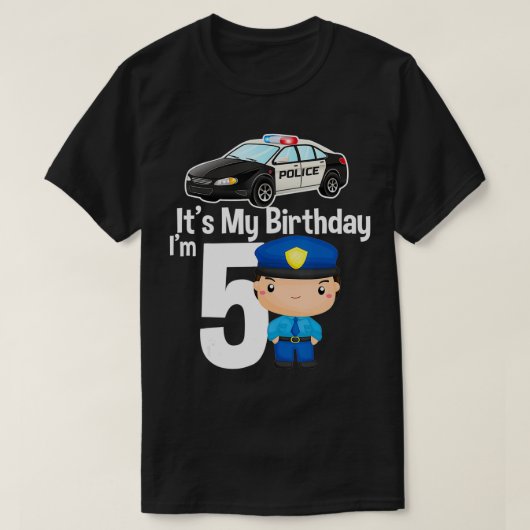 It's my birthday 5 Police Car Policeman 5th Birthd T-Shirt (Design vorne)
