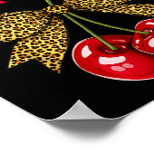 It's My Birthday Cute Cherry Leopard Coquette Bow Poster (Ecke)