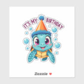 It's My Birthday Cute Sea Turtle Ocean Birthday Pa Aufkleber (Blatt)