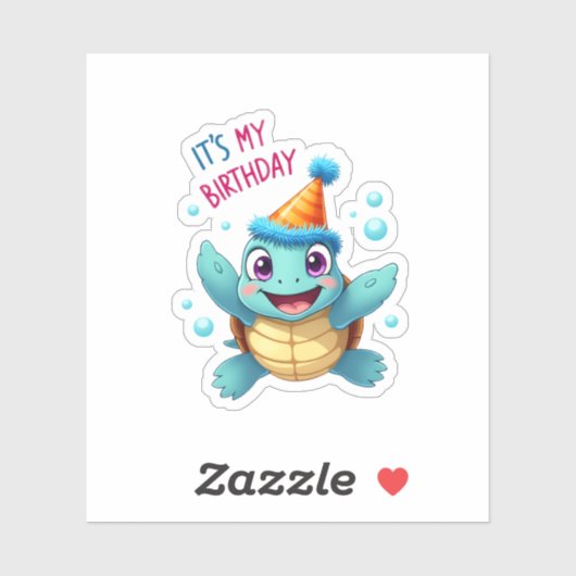 It's My Birthday Cute Sea Turtle Ocean Birthday Pa Aufkleber (Blatt)