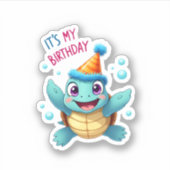 It's My Birthday Cute Sea Turtle Ocean Birthday Pa Aufkleber (Vorderseite)