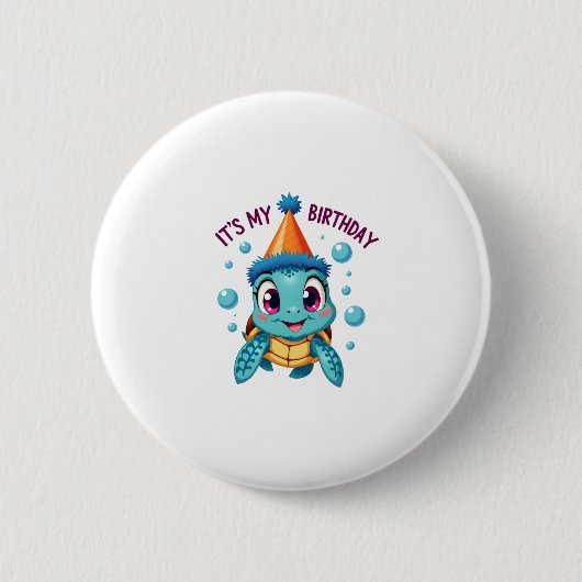 It's My Birthday Cute Sea Turtle Ocean Birthday Pa Button (Vorderseite)