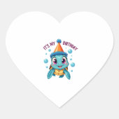 It's My Birthday Cute Sea Turtle Ocean Birthday Pa Herz-Aufkleber (Vorderseite)