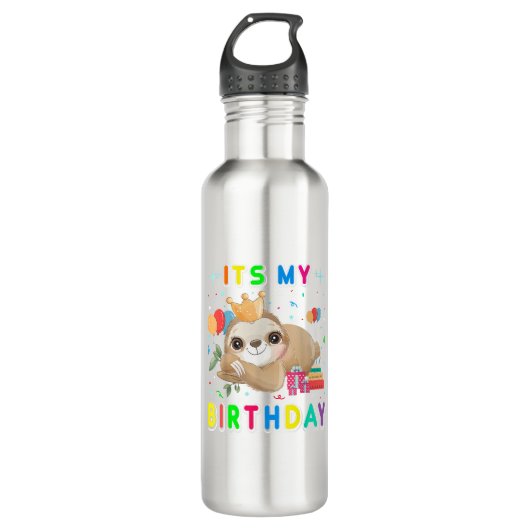 Its My Birthday Cute Sloth Birthday Party Costumes Edelstahlflasche (Vorderseite)