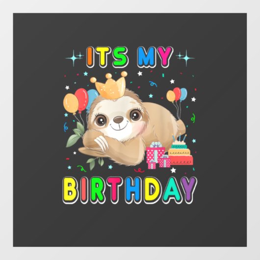 Its My Birthday Cute Sloth Birthday Party Costumes Fensteraufkleber (Blatt)
