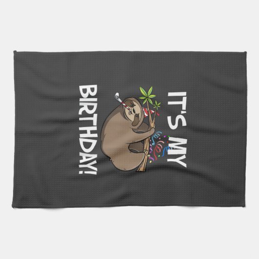 It's My Birthday Cute Sloth Party Outfit T-Shirt Geschirrtuch (Horizontal)