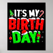 It's My Birthday Funny Christmas Pajama Bday Party Poster (Vorne)