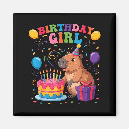 Its My Birthday Girl Capybara Lovers Birthday Part Magnet (Vorne)