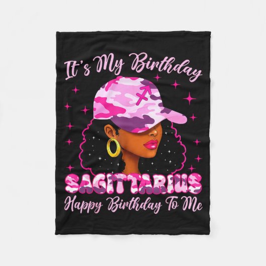It's My Birthday Sagittarius Black Woman Nk Camo  Fleecedecke (Vorderseite)