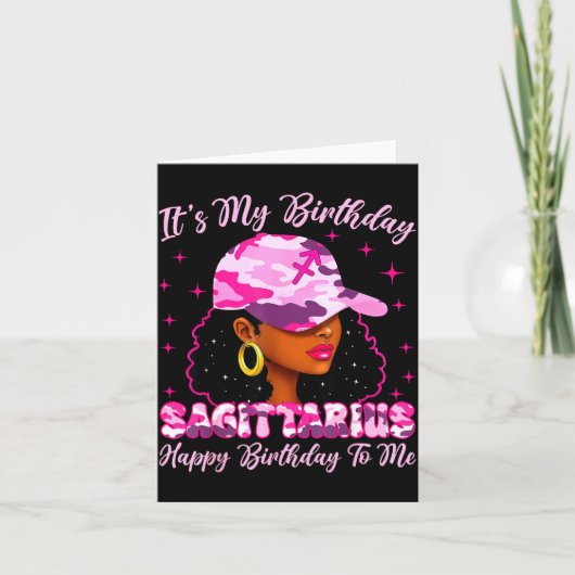 It's My Birthday Sagittarius Black Woman Nk Camo Karte (Vorderseite)