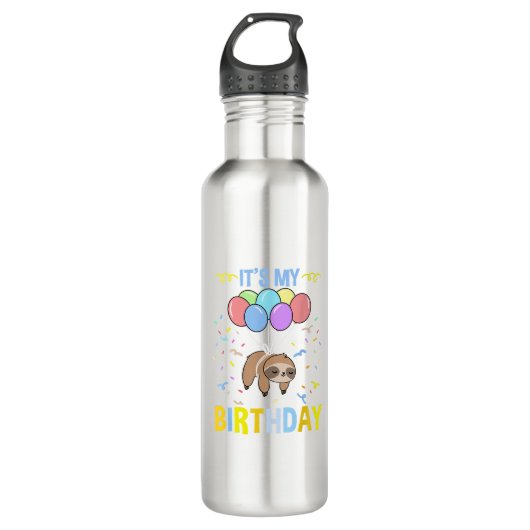 Its My Birthday Sloth T-Shirt Edelstahlflasche (Vorderseite)