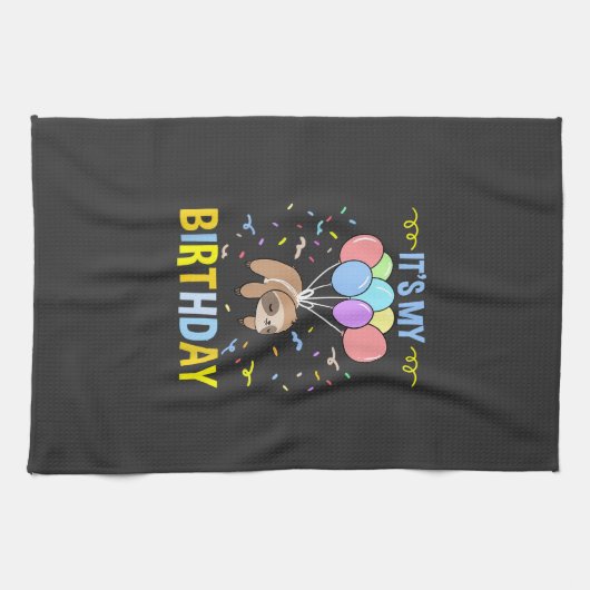 Its My Birthday Sloth T-Shirt Geschirrtuch (Horizontal)