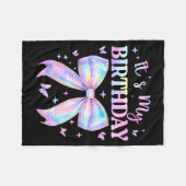 It's My Birthday Tie Dye Coquette Bow Butterfly Bi Fleecedecke (Vorderseite (Horizontal))