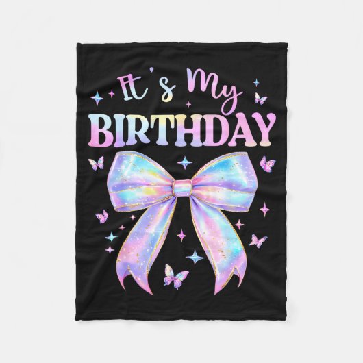 It's My Birthday Tie Dye Coquette Bow Butterfly Bi Fleecedecke (Vorderseite)