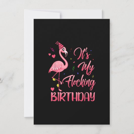 Its My Flocking Birthday Funny Pink Flamingo Einladung (Vorderseite)