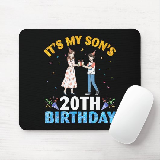 It's My Son's 20th Birthday Happy 20 Years Old Boy Mousepad (Mit Mouse)