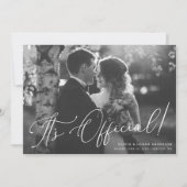 It's Official! Chic Script Wedding Photo Elopement Einladung (Vorderseite)