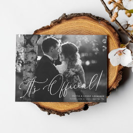It's Official! Chic Script Wedding Photo Elopement Einladung