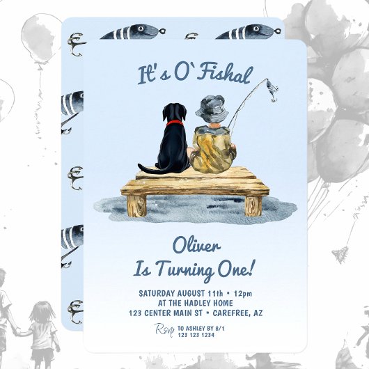 It's O'fishal Fishing Boy Birthday Einladung