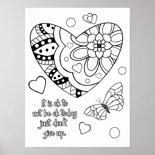 It's ok heart coloring poster (Vorne)