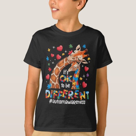 It's Ok To Be Different Autism Awareness Cute Gira T-Shirt (Vorderseite)