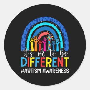 It's Ok To Be Different Autism Awareness Leopard R Runder Aufkleber