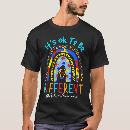 Its Ok To Be Different Autism Awareness Puzzle Pie T-Shirt (Vorderseite)