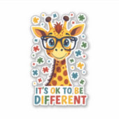 It's Ok To Be Different Giraffe Autism Awareness B Aufkleber (Vorderseite)