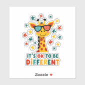 It's Ok To Be Different Giraffe Autism Awareness B Aufkleber (Blatt)