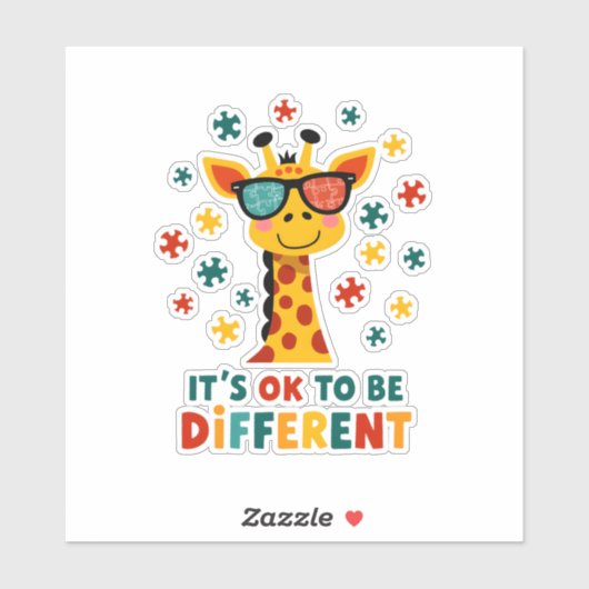 It's Ok To Be Different Giraffe Autism Awareness B Aufkleber (Blatt)