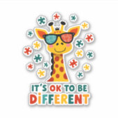 It's Ok To Be Different Giraffe Autism Awareness B Aufkleber (Vorderseite)