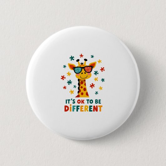It's Ok To Be Different Giraffe Autism Awareness B Button (Vorderseite)