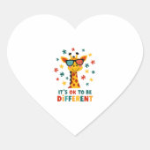 It's Ok To Be Different Giraffe Autism Awareness B Herz-Aufkleber (Vorderseite)