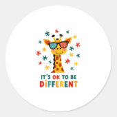 It's Ok To Be Different Giraffe Autism Awareness B Runder Aufkleber (Vorderseite)