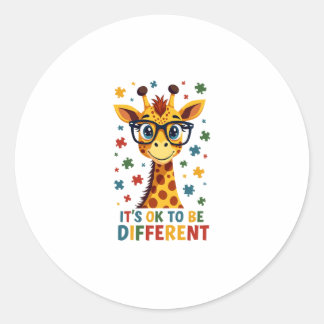 It's Ok To Be Different Giraffe Autism Awareness B Runder Aufkleber