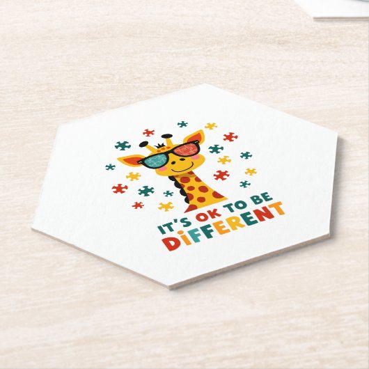 It's Ok To Be Different Giraffe Autism Awareness B Untersetzer (angewinkelt)