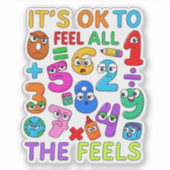 Its OK to Feel Numbers Cute Kids Sticker (Vorderseite)
