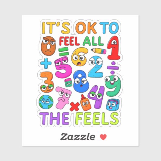 Its OK to Feel Numbers Cute Kids Sticker (Blatt)