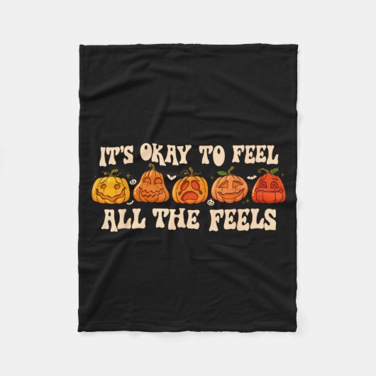 It's Okay To Feel Mental Health Fall Pumpkin Hallo Fleecedecke (Vorderseite)