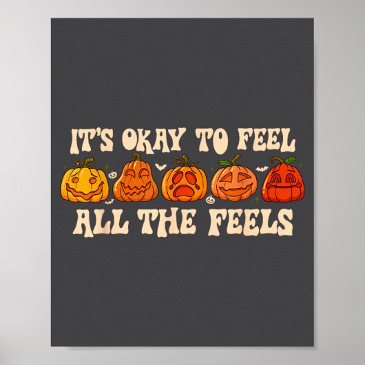 It's Okay To Feel Mental Health Fall Pumpkin Hallo Poster (Vorne)