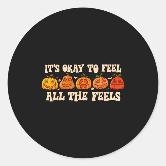 It's Okay To Feel Mental Health Fall Pumpkin Hallo Runder Aufkleber (Vorderseite)