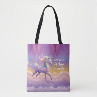 It's okay to have feelings Sparkly Glitter Unicorn Tasche