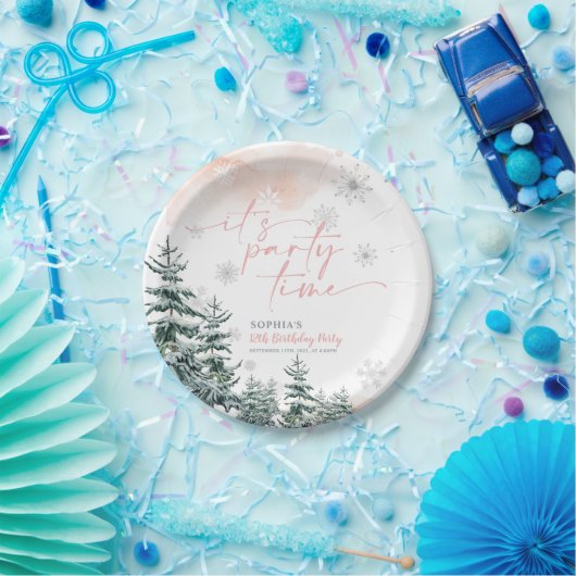 It's Party Time Winter Birthday  Pappteller (Party)