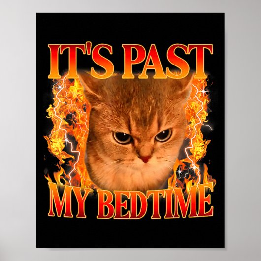 It's Past My Bedtime Funny Cat Meme Animals Humor Poster (Vorne)