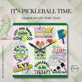 It's Pickleball Time Square Wall Clock Quadratische Wanduhr