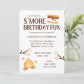 It's S'more Fun to Be One Kids 1st Birthday Einladung (Stehend Vorderseite)