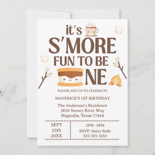 It's S'more Fun to Be One Kids 1st Birthday  Einladung (Vorderseite)