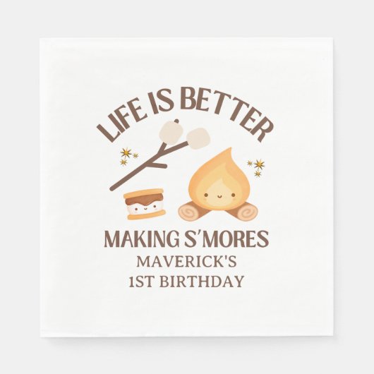 It's S'more Fun to Be One Kids 1st Birthday Serviette (Vorderseite)
